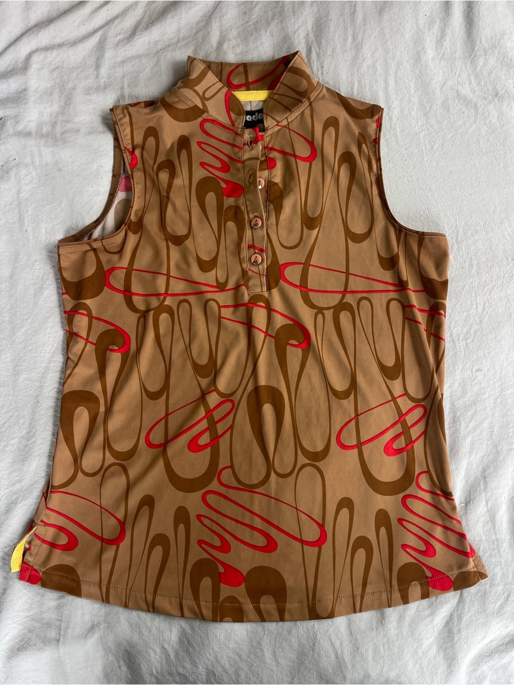 Y2K Jamie sadock Brown and Red Sleeveless Golf Polo Top